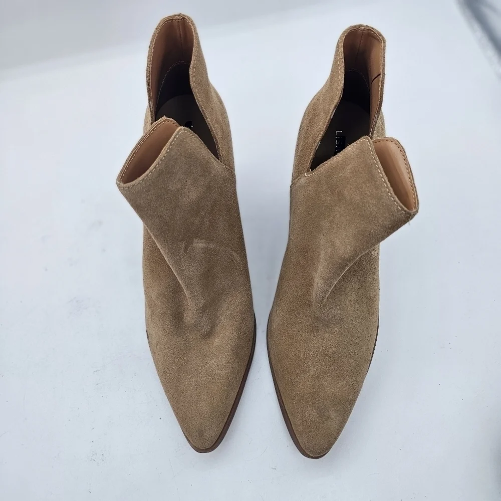 Lisa Vicky Kicky Split Suede Ankle Boots Tan Camel Size 11